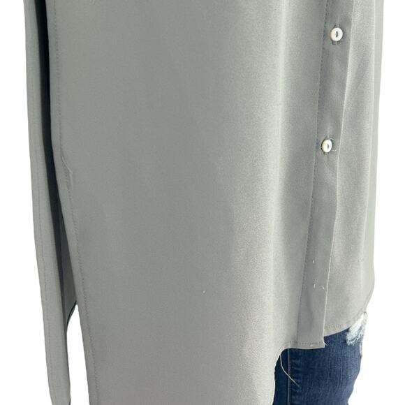 Grace Elements XS Gray Button Up Tunic Blouse Top Womens - Picture 5 of 7